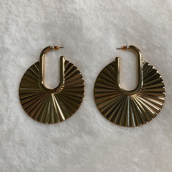 Gold Art Deco Hoops - Picture 2 of 2